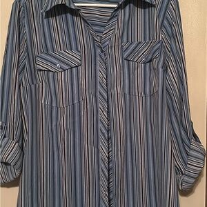 Notations Blue Striped Button Down Shirt